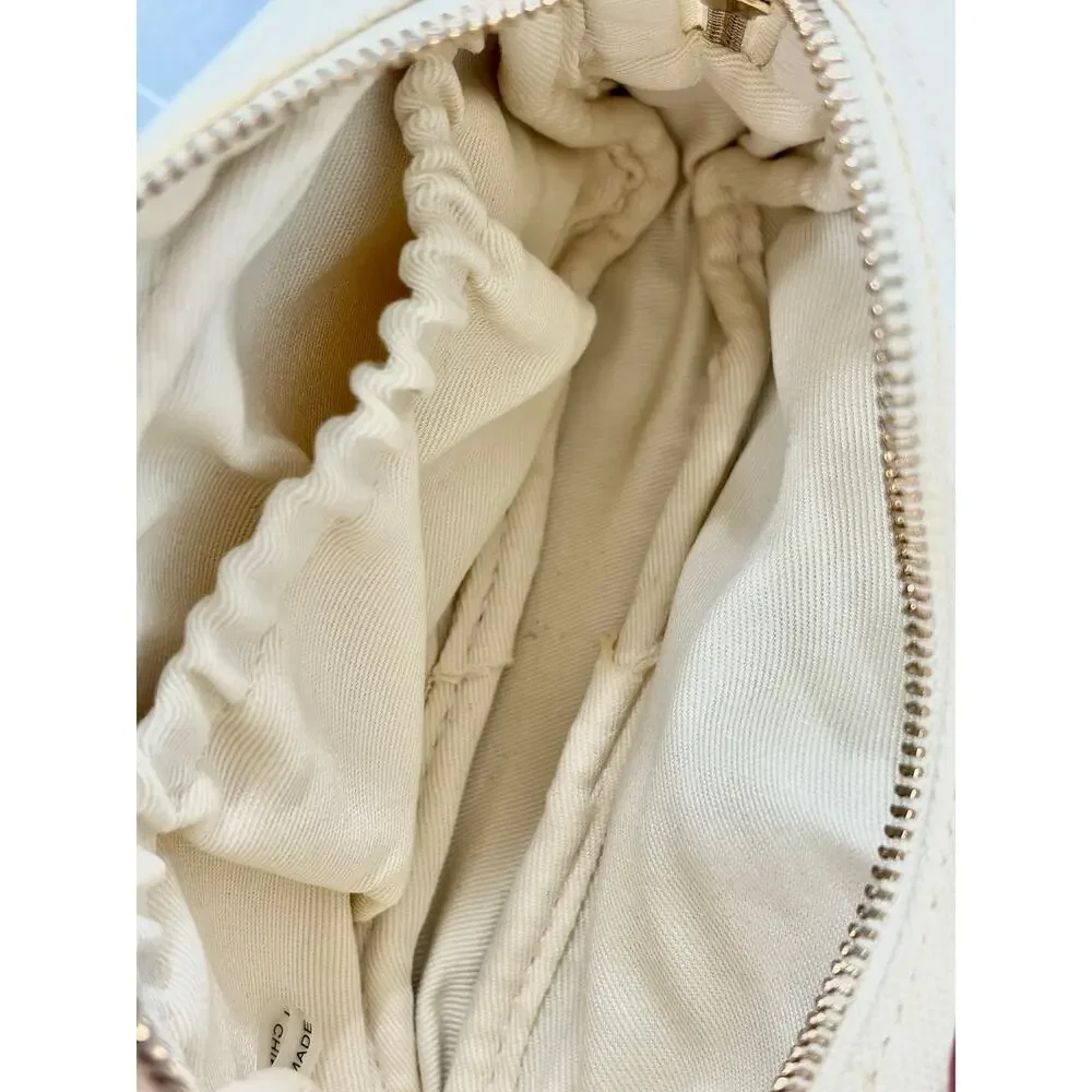Max Mara Leccio MM Beauty Case Cream Canvas Wristlet Clutch (NWOT)